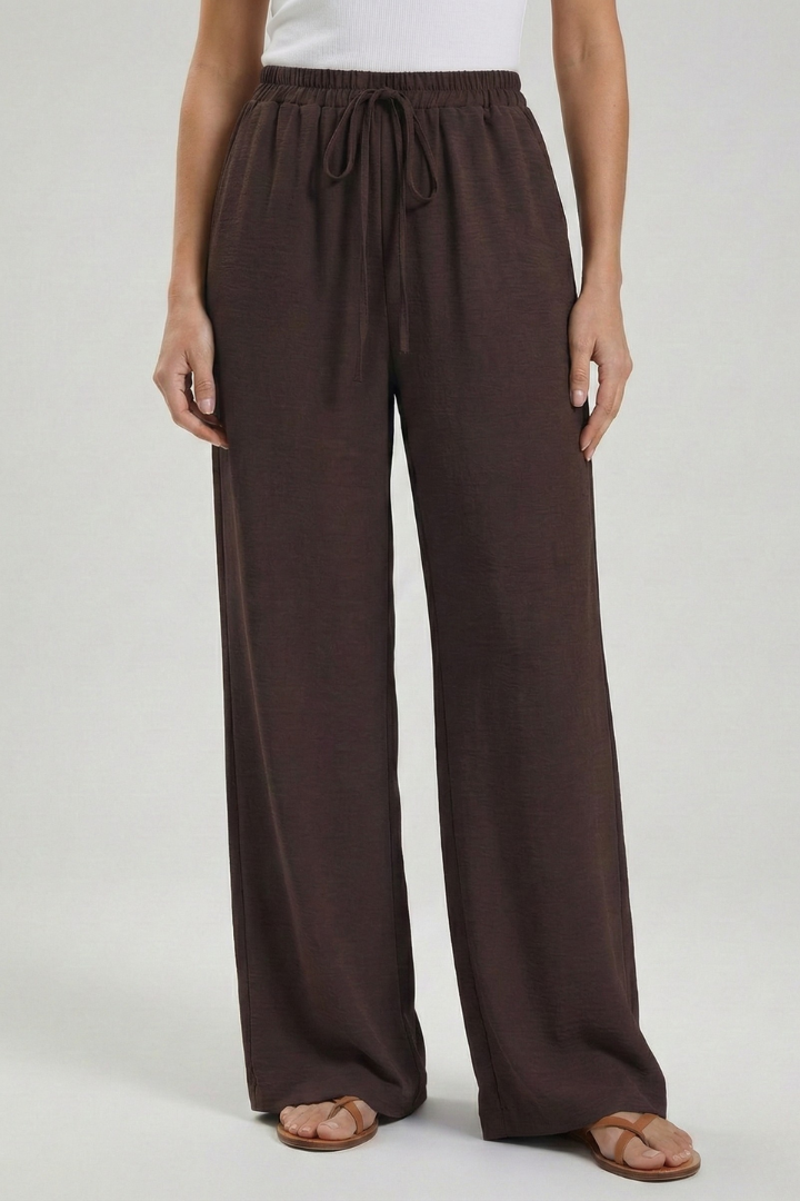 Women's Drawstring Wide-Leg Palazzo Pants with Pockets