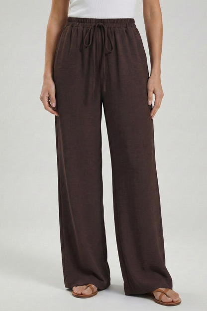 Women's Drawstring Wide-Leg Palazzo Pants with Pockets