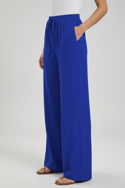 Women's Drawstring Wide-Leg Palazzo Pants with Pockets