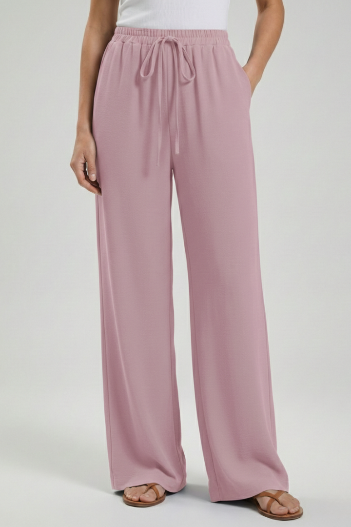 Women's Drawstring Wide-Leg Palazzo Pants with Pockets