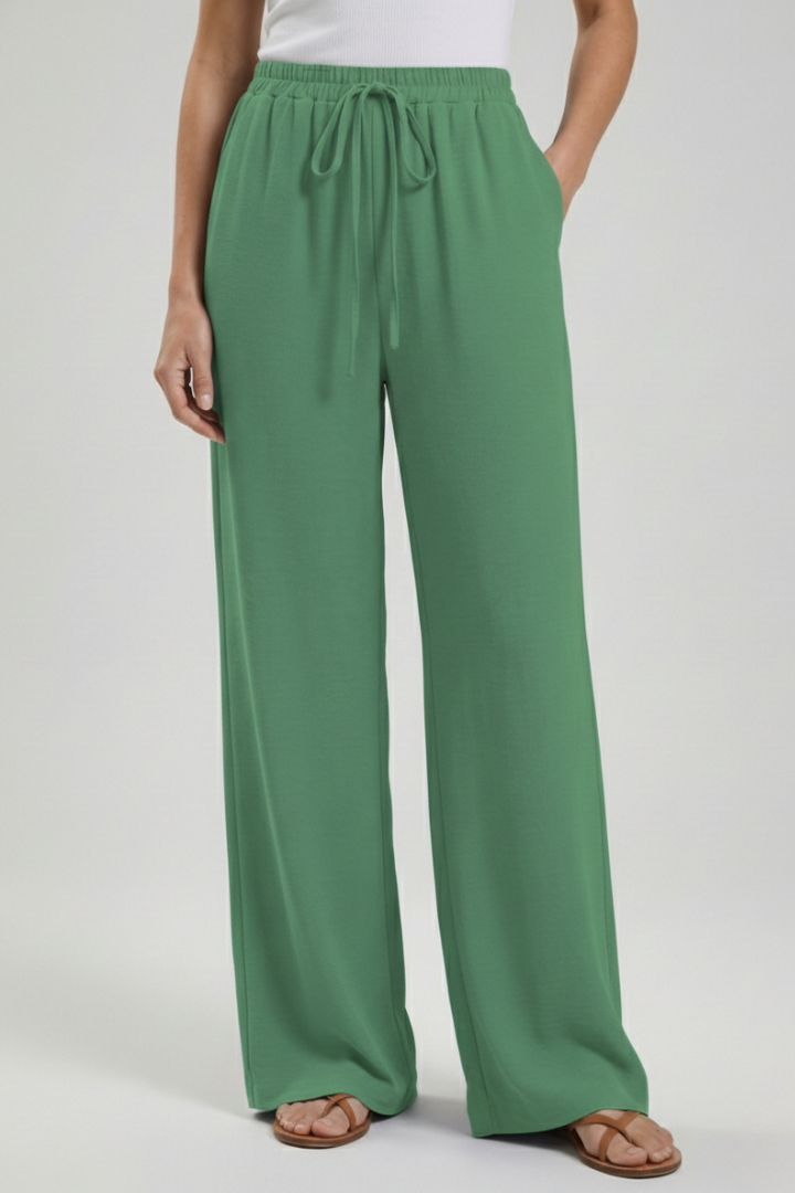 Women's Drawstring Wide-Leg Palazzo Pants with Pockets