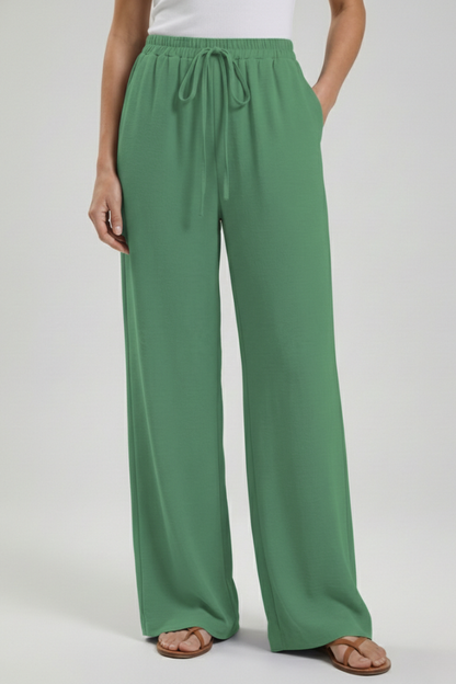 Women's Drawstring Wide-Leg Palazzo Pants with Pockets
