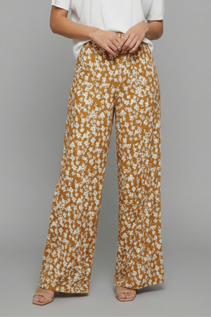 Women's Floral Print Wide-Leg Palazzo Trousers