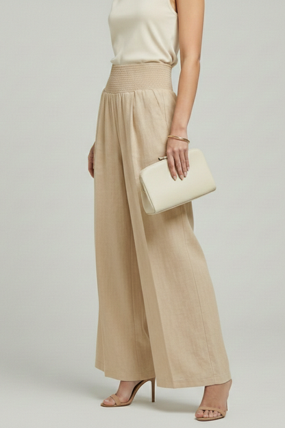 Women's Pleated High-Rise Palazzo Trousers