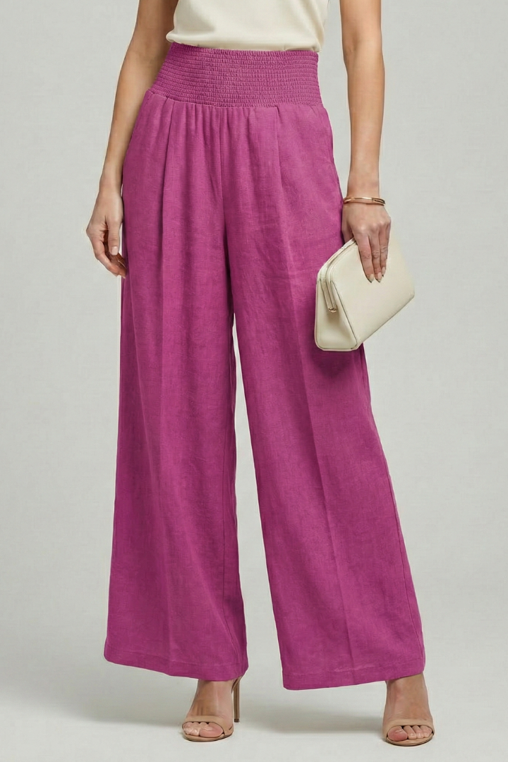 Women's Pleated High-Rise Palazzo Trousers