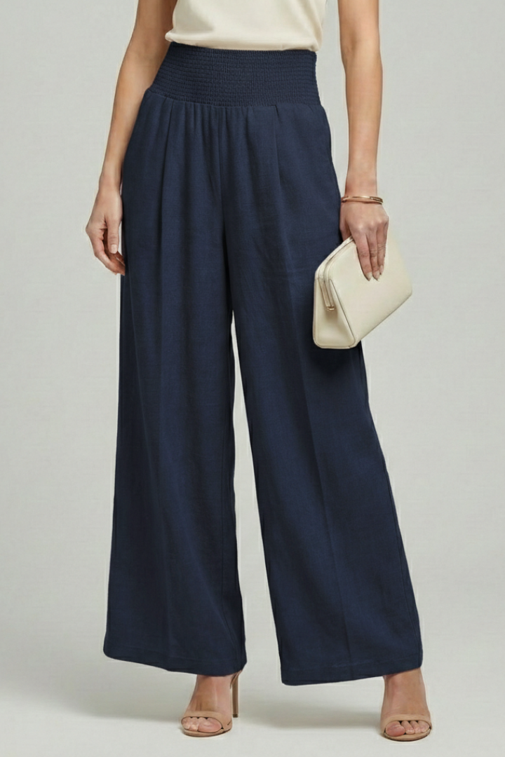 Women's Pleated High-Rise Palazzo Trousers
