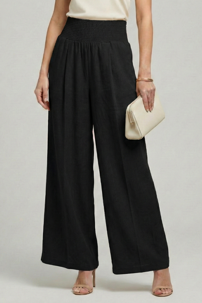 Women's Pleated High-Rise Palazzo Trousers