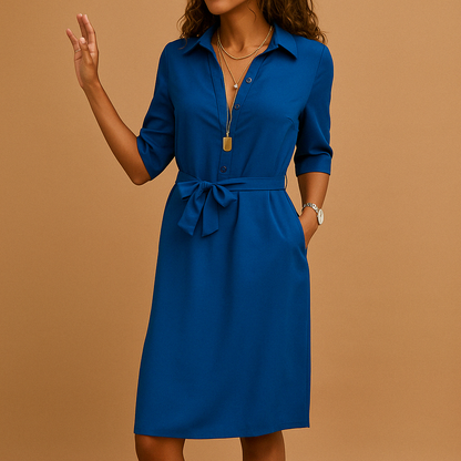 Women's Spring Tie-Waist Shirt Dress