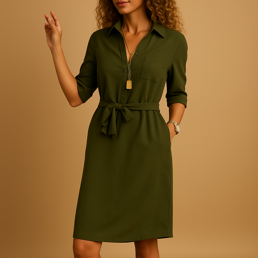 Women's Spring Tie-Waist Shirt Dress