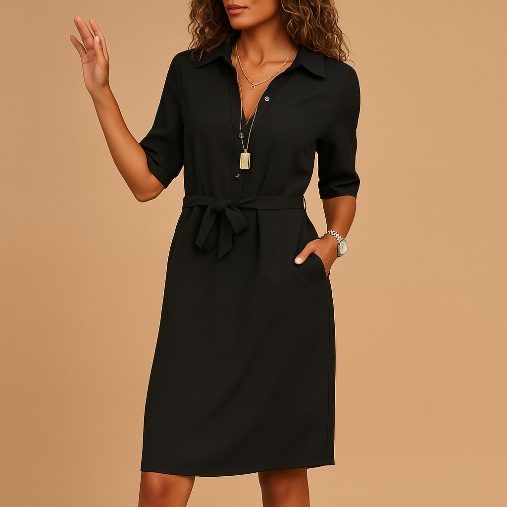 Women's Spring Tie-Waist Shirt Dress