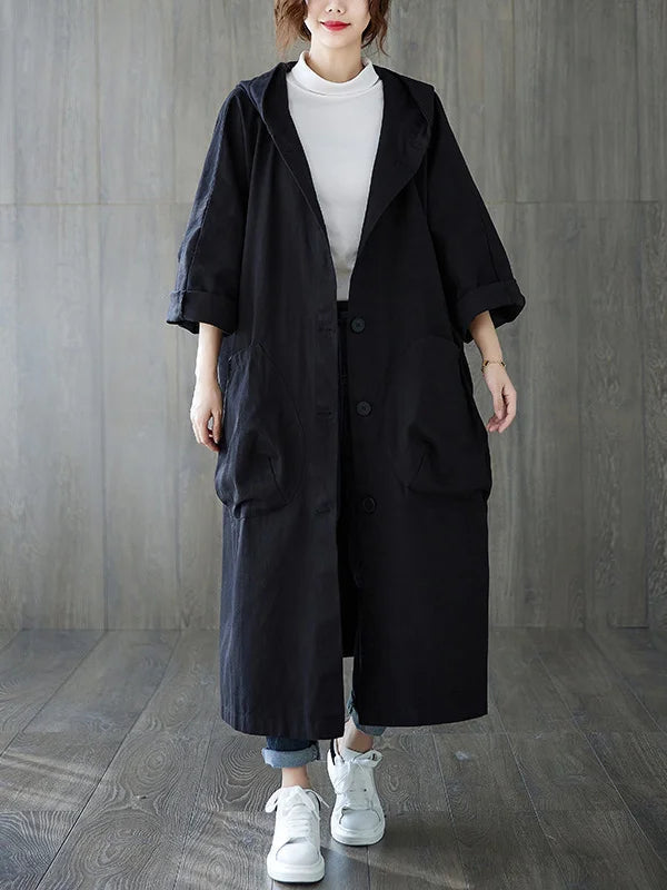 Oversized Hooded Outerwear Coat with Pockets