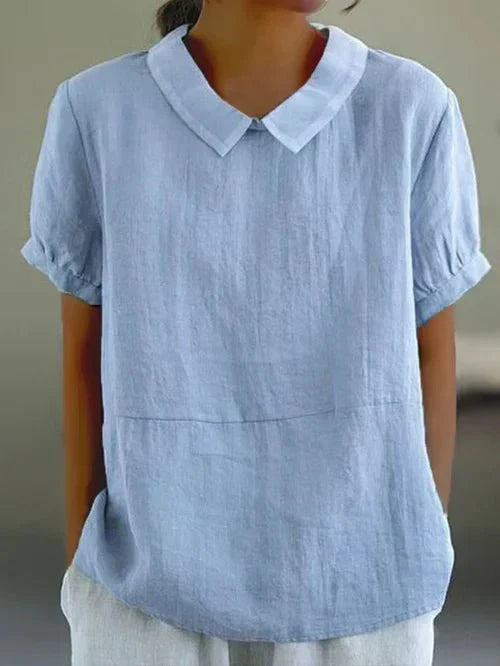 Women's Peter Pan Collar Linen Blouse