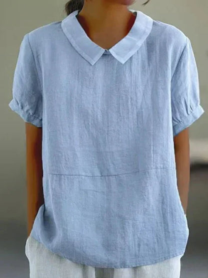 Women's Peter Pan Collar Linen Blouse