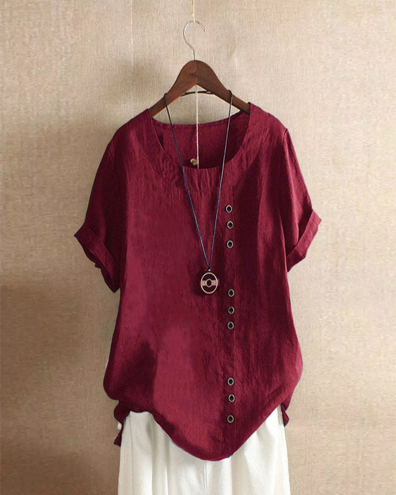 Women's Button-Accent Casual Summer Blouse