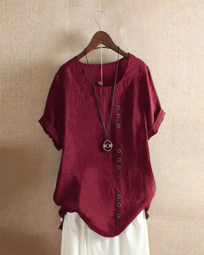 Women's Button-Accent Casual Summer Blouse