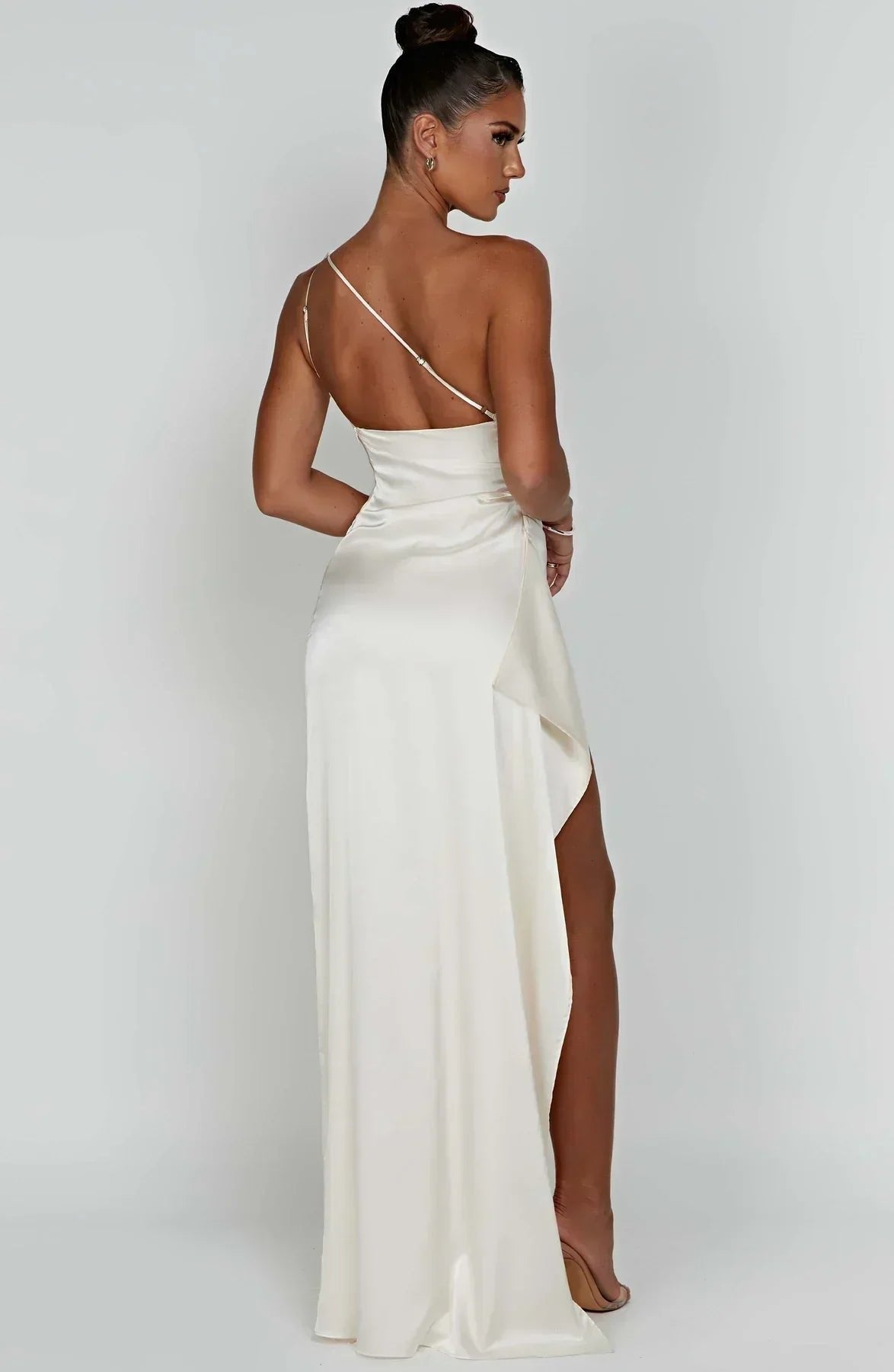Women's One-Shoulder Asymmetric High-Slit Maxi Gown
