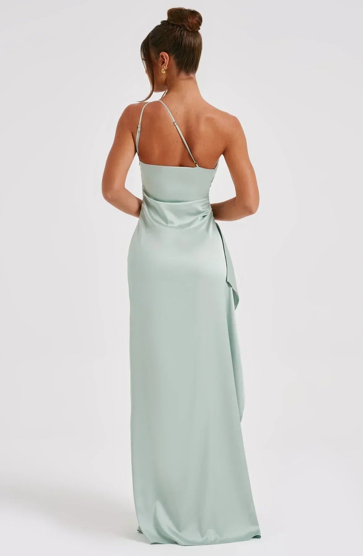 Women's One-Shoulder Asymmetric High-Slit Maxi Gown