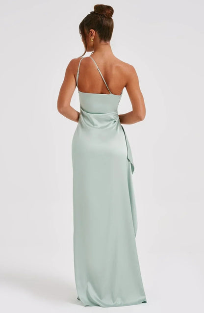 Women's One-Shoulder Asymmetric High-Slit Maxi Gown