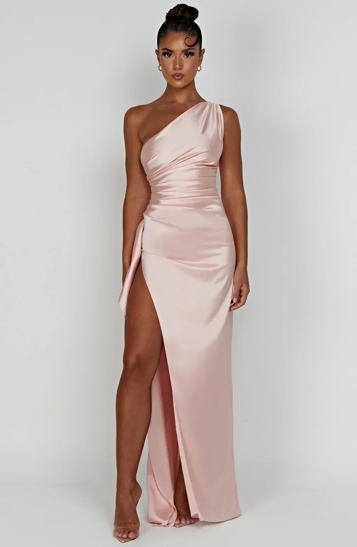Women's One-Shoulder Asymmetric High-Slit Maxi Gown