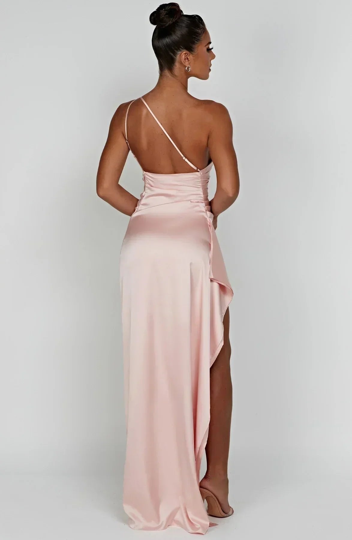 Women's One-Shoulder Asymmetric High-Slit Maxi Gown