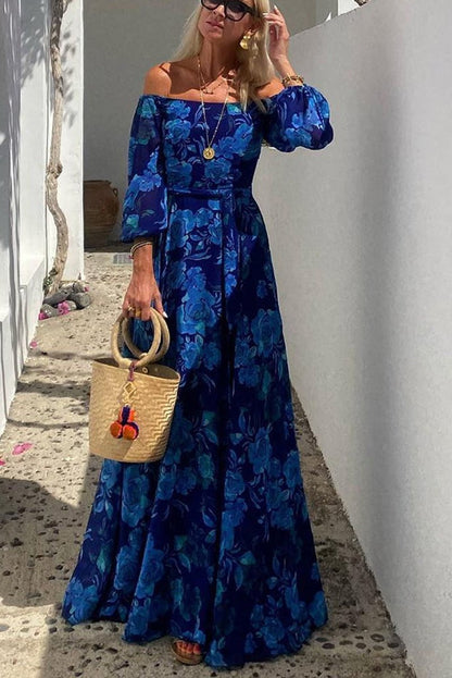 Mother of the Bride Off-the-Shoulder Floral Maxi Gown for Women