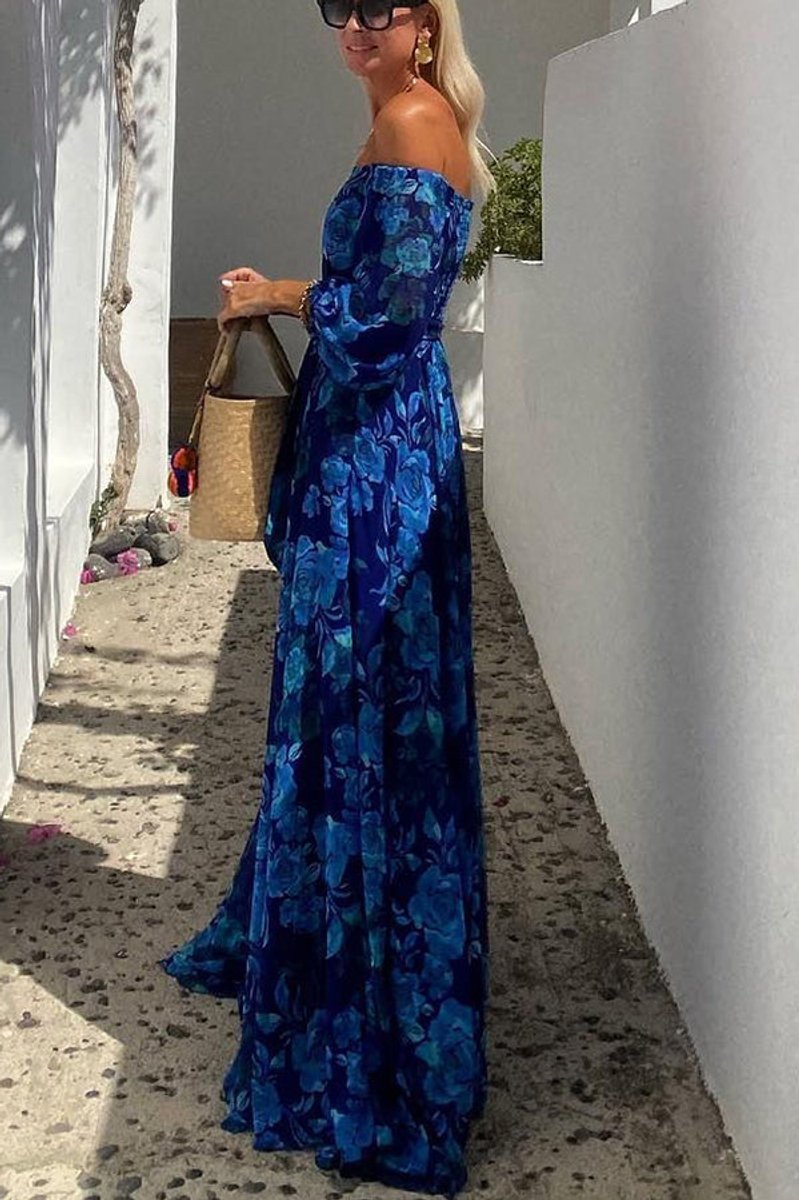 Mother of the Bride Off-the-Shoulder Floral Maxi Gown for Women