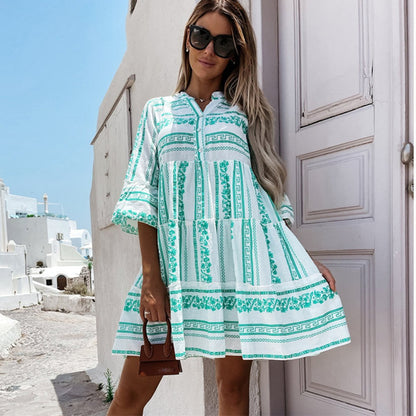 Women's Loose Layered Bohemian Summer Tunic Dress
