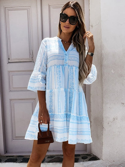 Women's Loose Layered Bohemian Summer Tunic Dress