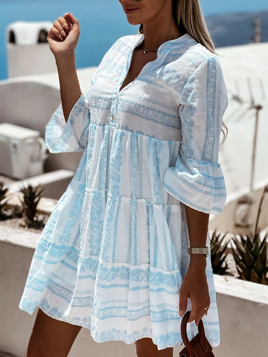 Women's Loose Layered Bohemian Summer Tunic Dress