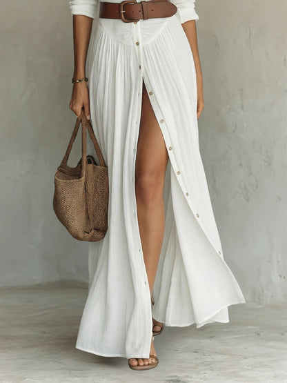 Women's Belted Bohemian Maxi Blouse Dress