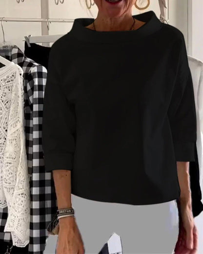 Women's Boat-Neck 3/4-Sleeve Casual Top