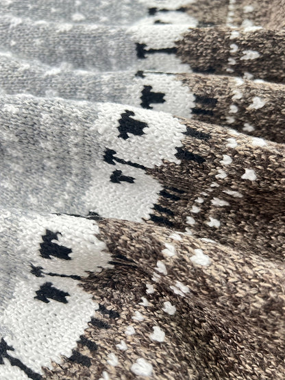 Chunky Jacquard Sheep Motif Knit Sweater for Women