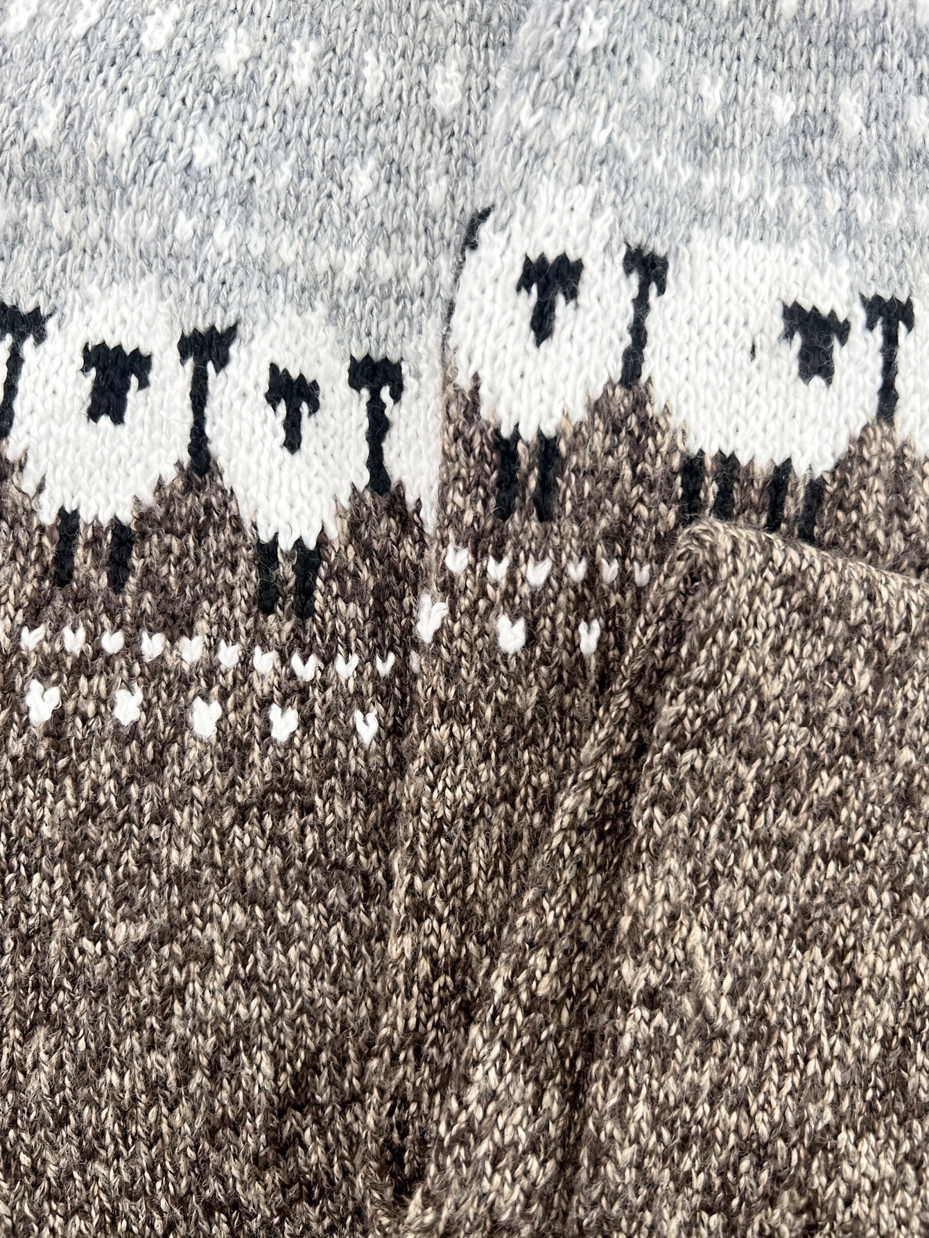 Chunky Jacquard Sheep Motif Knit Sweater for Women