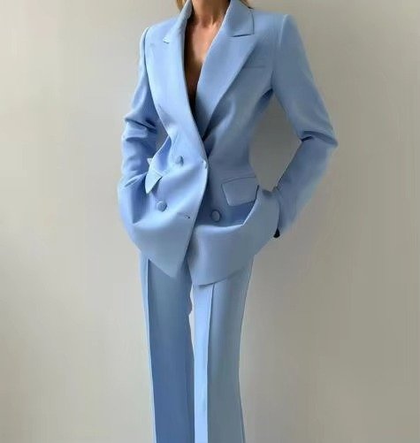 Women's Three-Piece Set with Blazer, Corset Top, and Wide-Leg Pants