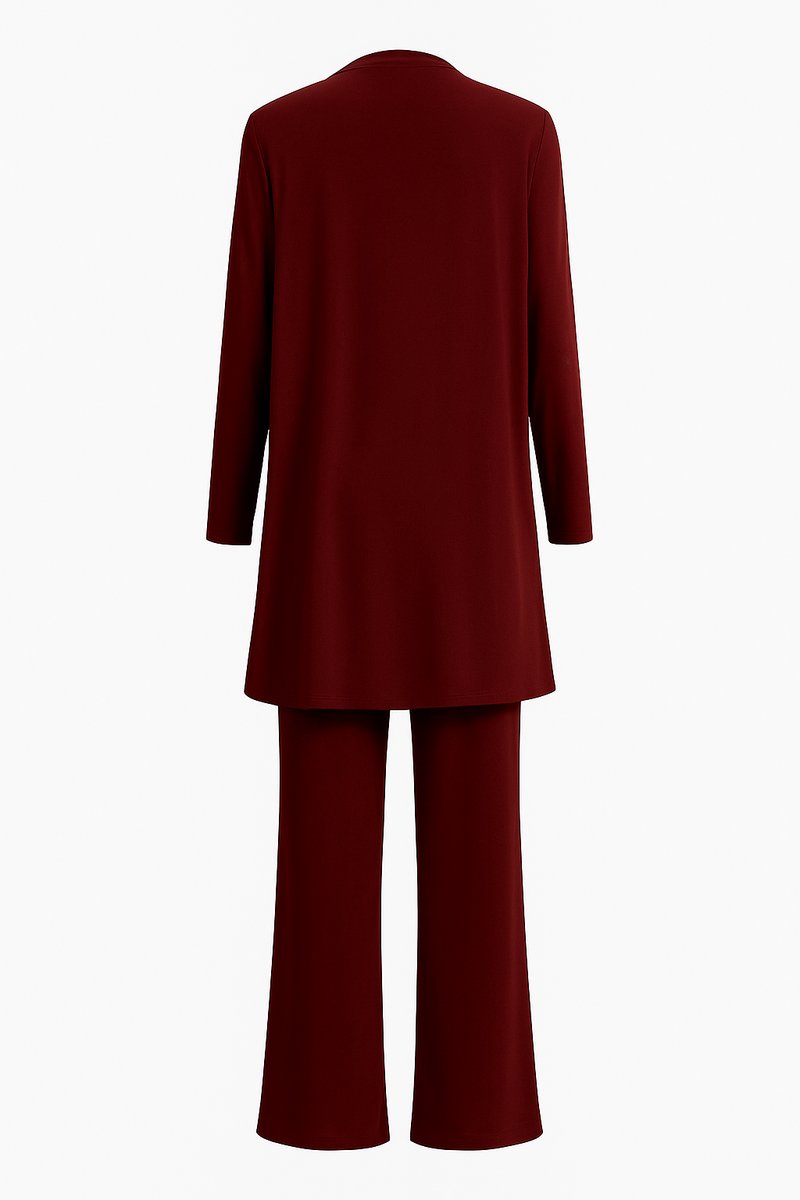 Women's 3-Piece Set: Open Longline Cardigan, Top, and Culottes