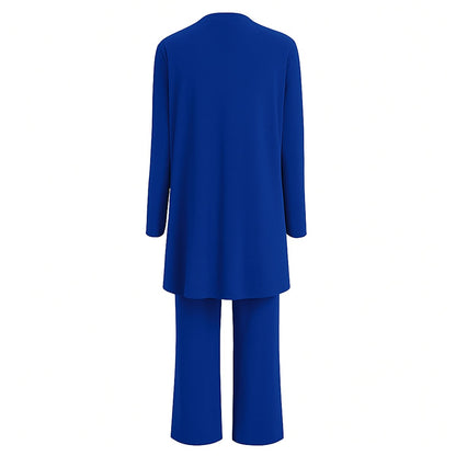 Women's 3-Piece Set: Open Longline Cardigan, Top, and Culottes