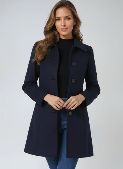 Women's Structured Single-Breasted Midi Winter Coat