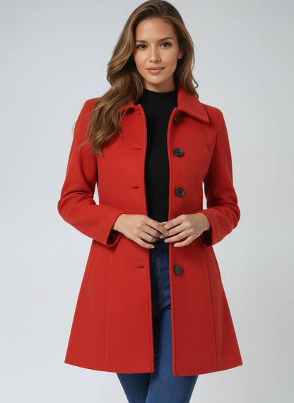 Women's Structured Single-Breasted Midi Winter Coat