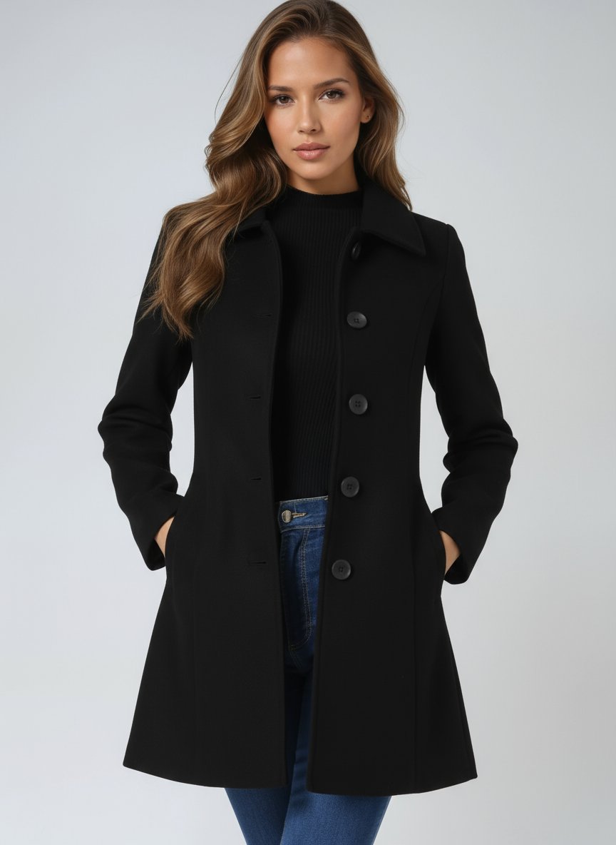 Women's Structured Single-Breasted Midi Winter Coat