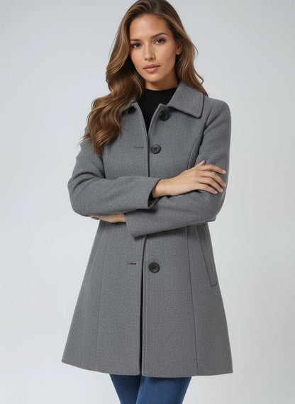 Women's Structured Single-Breasted Midi Winter Coat