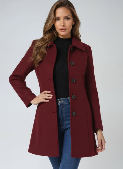 Women's Structured Single-Breasted Midi Winter Coat