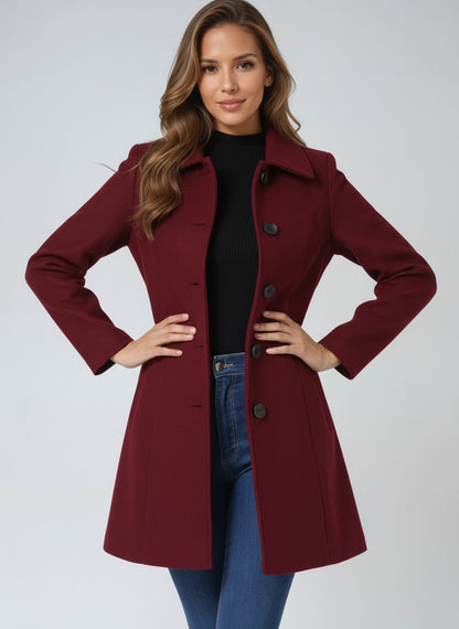 Women's Structured Single-Breasted Midi Winter Coat