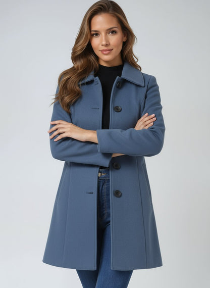 Women's Structured Single-Breasted Midi Winter Coat