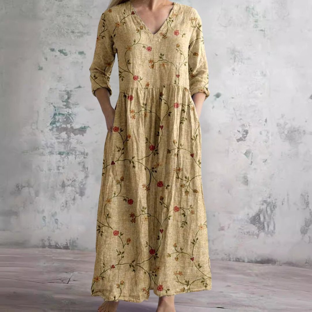 Women's V-Neck Floral Print Summer Maxi Dress