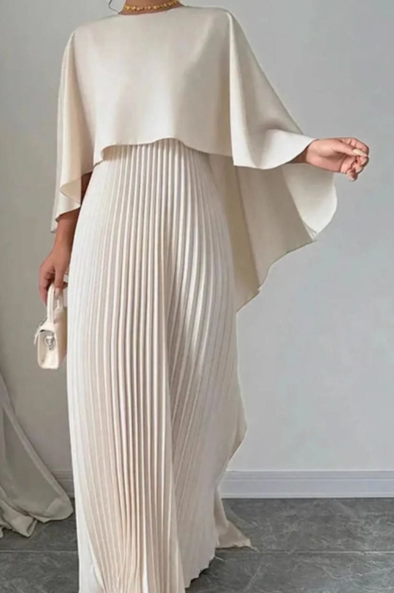 Women's Formal Pleated Maxi Cape Evening Dress