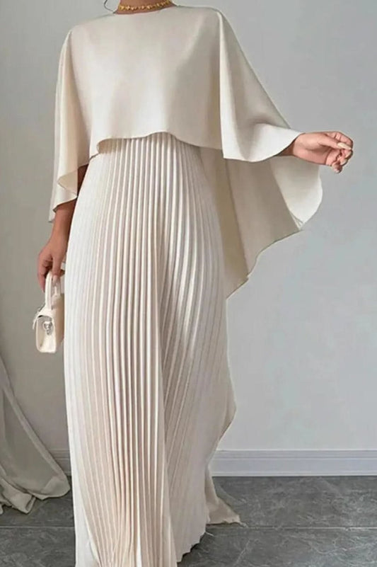Women's Formal Pleated Maxi Cape Evening Dress