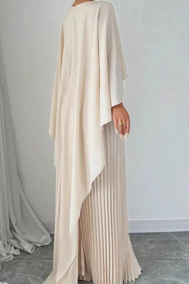 Women's Formal Pleated Maxi Cape Evening Dress