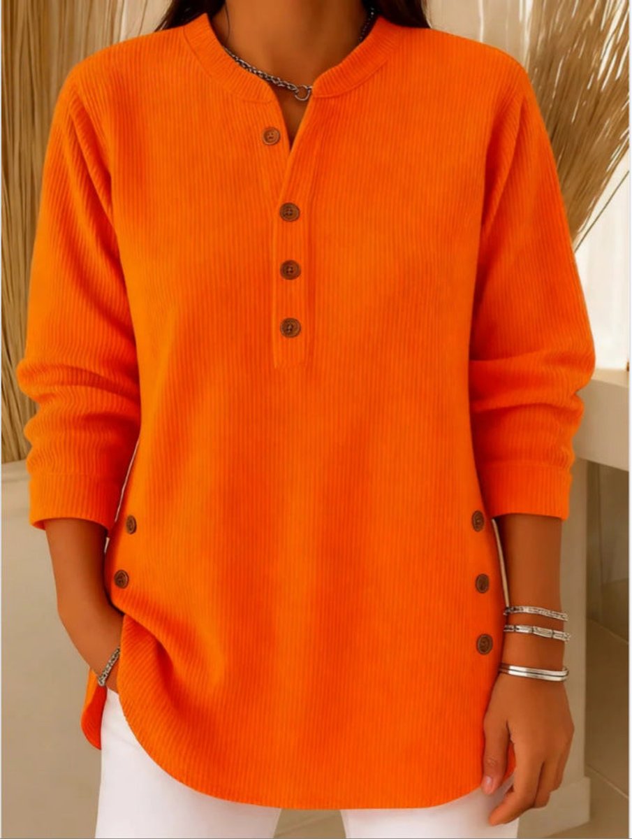 Women's Henley Buttoned Longline Rib-Knit Tunic