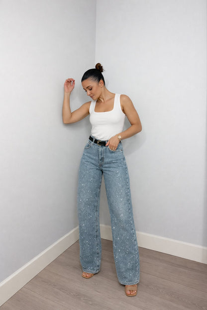 Women's Shimmer Straight Leg High-Rise Jeans