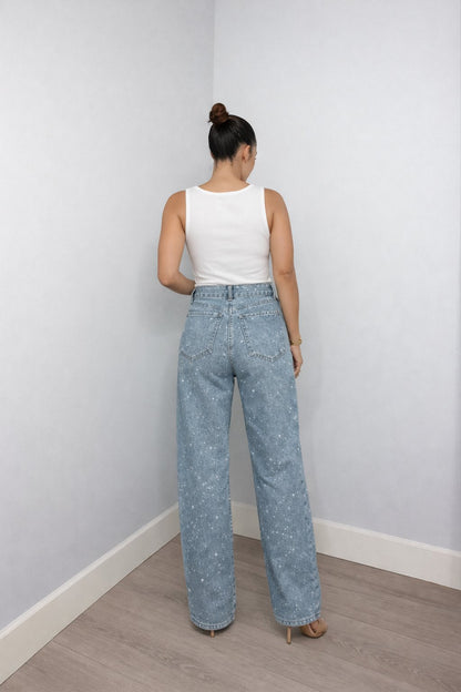 Women's Shimmer Straight Leg High-Rise Jeans